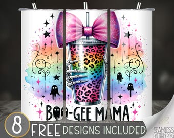 Skeleton Boo-gee Tumbler Wrap, Pink Goth Coquette Bow PNG, Halloween Skull Design, Halloween Coquette Bow, Halloween Bougie Mom Sublimation