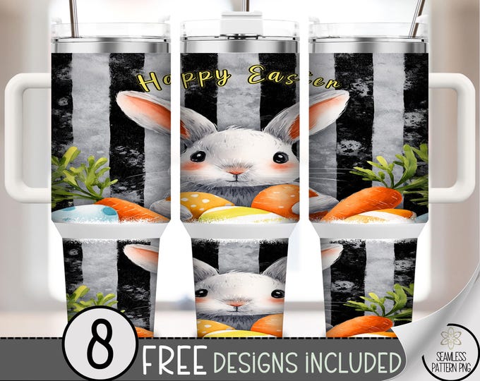 Bunny Carrots PNG, Easter Bunny 40 Oz Tumbler Wrap, Sublimation Design, Digital Download, B10003