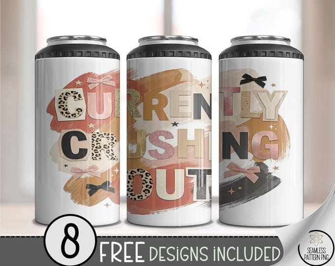 Currently Crashing Out Glam 4-in-1 Can Cooler Wrap, Ransom Sublimation Design, Feminine Leopard Print 16 oz 4-in-1 File, B10070