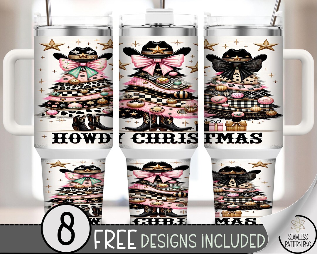 Western 40 Oz Tumbler Wrap: Cowgirl Christmas Sublimation Design ...