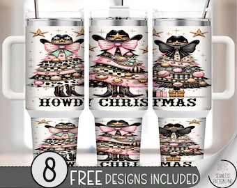 Western 40 oz Tumbler Wrap: Cowgirl Christmas Sublimation Design, Festive Western PNG Files, Printable Holiday png, Howdy Christmas A565