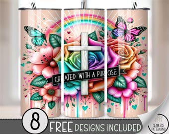 Floral Butterfly 20 oz Tumbler Wrap, Christian Inspirational File, Printable 20oz Tumbler Design, Positive Bible Verse Cup Wrap, A471