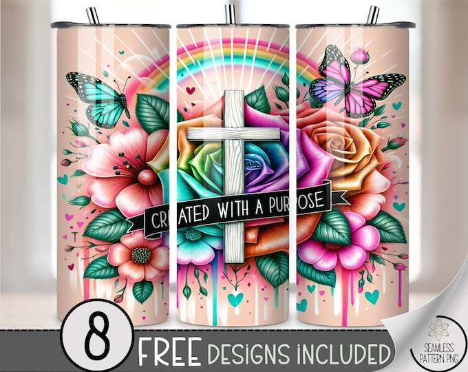 Floral Butterfly 20 oz Tumbler Wrap, Christian Inspirational File, Printable 20oz Tumbler Design, Positive Bible Verse Cup Wrap, A471