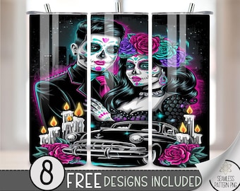LA Chicano Cholo 20oz Tumbler Wrap, Chicano Style Lowrider Sublimation Design PNG,LA Sugar Skull 20Oz Skinny Tumbler File, Chicano Love Art