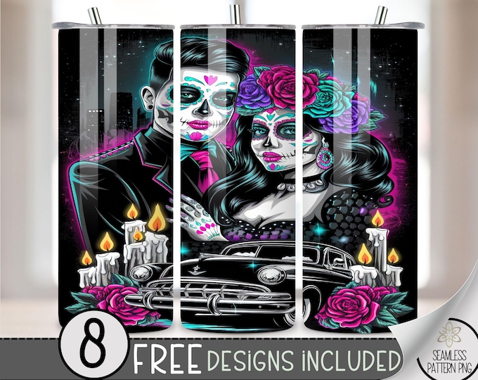 LA Chicano Cholo 20oz Tumbler Wrap, Chicano Style Lowrider Sublimation Design PNG,LA Sugar Skull 20Oz Skinny Tumbler File, Chicano Love Art