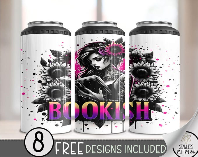 Bookish 4 in 1 Can Cooler Wrap, Romantasy 4in1 Tumbler PNG, Book Lover 16 Oz Can Cooler Sublimation Design, A19