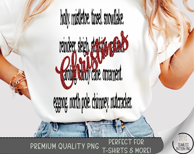 Bold T-shirt PNG, Festive Sublimation Design, Christmas DTF Shirt Graphic, Modern TShirt File Printable Holiday Font Design A474