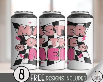 Checkered 4in1 Can Cooler Wrap, Retro Sublimation Design, Trendy 16 oz 4-in-1 File, A698