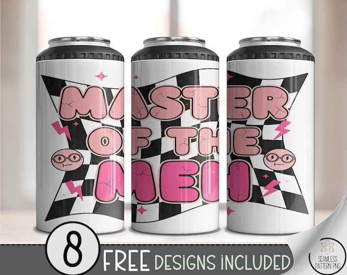 Checkered 4in1 Can Cooler Wrap, Retro Sublimation Design, Trendy 16 oz 4-in-1 File, A698