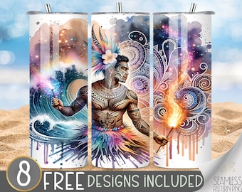 Polynesian Tumbler Wrap, Hawaiian Tumbler Design, Tiki Time Tumbler File, Fire Dancer Tumbler Sublimation Design, Tropical Island Tumbler