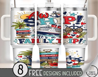 Cruise Ship Family Trip 40 oz Tumbler Wrap, Vacation Sublimation Design, Digital Download, B10374