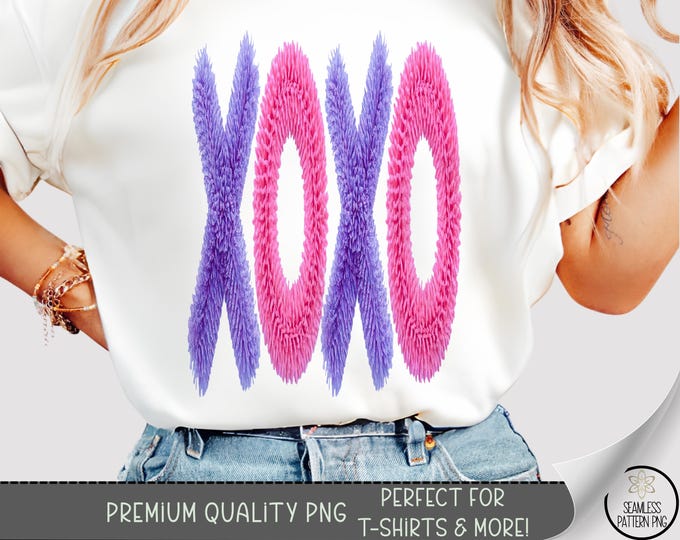 XOXO Knit T-shirt PNG, Xoxo Yarn Sublimation Design, Trendy Valentine Dtf Shirt Graphic, Vday Preppy TShirt File, A758