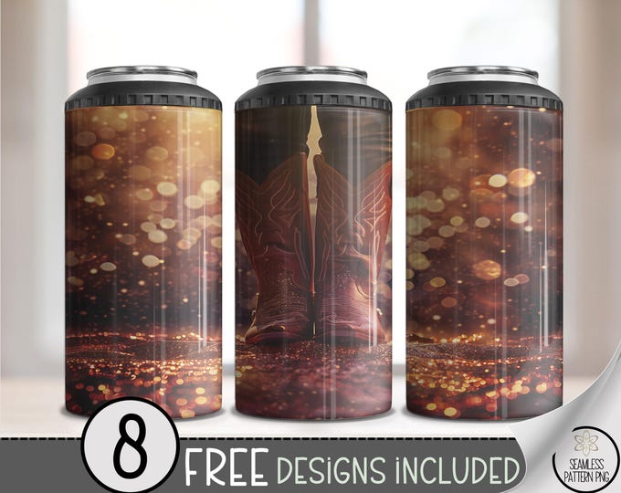Rustic Autumn Can Cooler Wrap, Cozy Fall Bokeh Wrap, 4in1 Drink Sleeve, Earthy Seasonal Design, Beverage Holder, Western 4 in 1 Wrap, A415