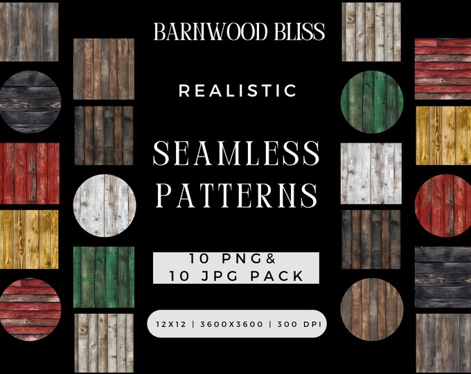 Digital Barnwood Bliss Seamless Pattern Texture PNG Bundle, Sublimation Scrapbooking JPG File, Rustic Floor Xmas Repeating Pack Commercial