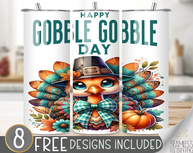 Thanksgiving turkey tumbler wrap, Thanksgiving tumbler design, Cute Turkey 20 oz tumbler wrap, Thankful tumbler PNG,Cute Turkey tumbler file