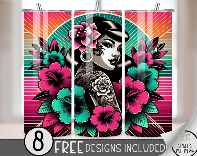 Chicana Tumbler Wrap, 20 oz Skinny Sublimation PNG, Straight Tumbler Wrap 20 oz PNG, Chola Tumbler Design, Mexican Latina Tumbler A22