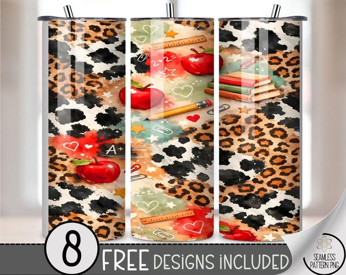 Teacher Tumbler Wrap PNG, Playful 20 Oz Tumbler Wrap, Sublimation Design, Digital Download, B10050