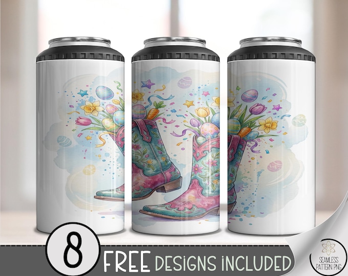 Cowgirl Boots, Digital Download, Sublimation Design, 4-in-1 Can Cooler Wrap, B898