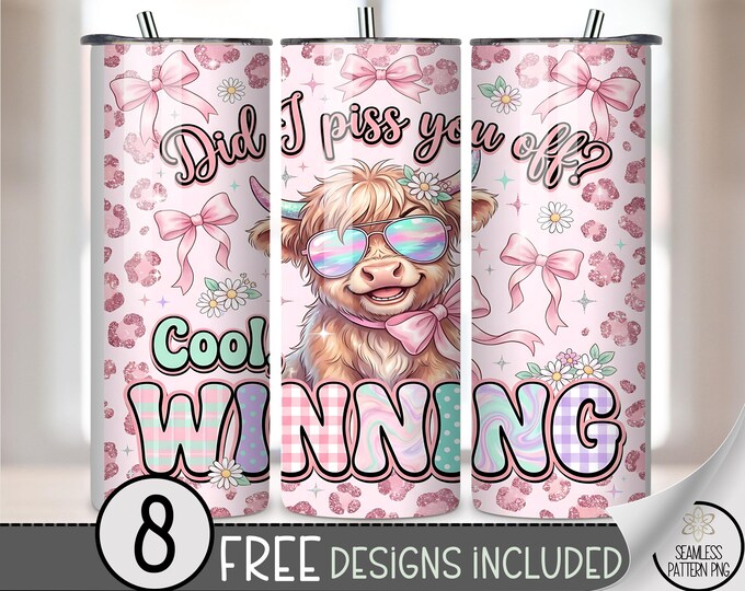Highland Cow 20 oz Tumbler Wrap, Playful Sublimation Design for Straight Tumblers, Sassy PNG File, Digital Download, B10183