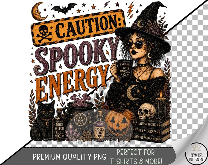 Halloween Sublimation Design, Spooky Witch UV DTF Graphic, Digital Download, B10425