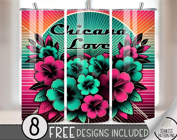 Chicana Tumbler Wrap, 20 oz Skinny Sublimation PNG, Straight Tumbler Wrap 20 oz PNG, Chola Tumbler Design, Mexican Latina Tumbler A23