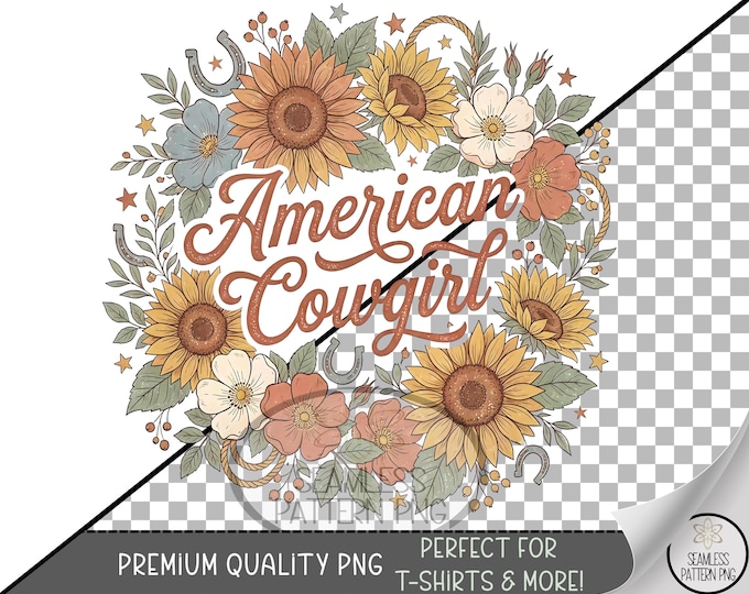 American Cowgirl PNG, Country Western UV DTF Sublimation Design, Digital Download, Prairie Cowgirl, B10057