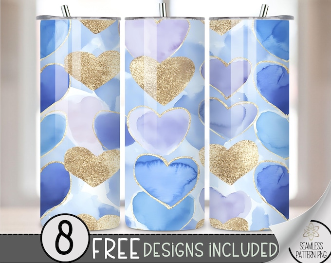 Seamless Valentine's Day Tumbler Wrap, Simple Heart 20oz Skinny Tumbler Sublimation Design, Vday Love Tumbler Wrap File PNG Heart Pattern