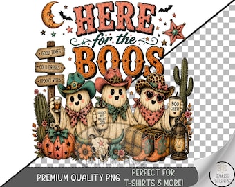 Halloween Sublimation Design, Western Ghost UV DTF Graphic, Spooky Clipart, Digital Download, B10391
