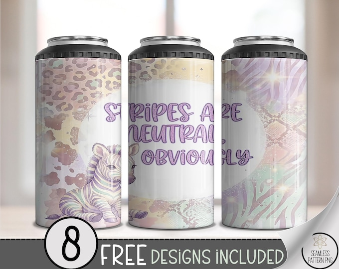 Playful Zebra 4-in-1 Can Cooler Wrap, Sarcastic Sublimation Design, Silly 16 oz 4-in-1 File, Digital Download, B10277