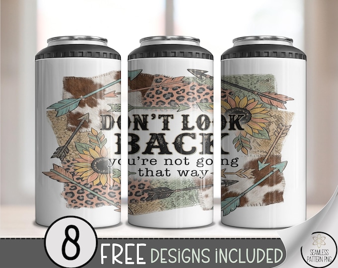 Inspirational Quote 4in1 Can Cooler Wrap, Bold Text Sublimation Design, Rustic Western 16 oz 4-in-1 File, Earthy Layered Style B10130
