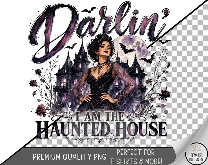 Halloween Sublimation Design, Spooky Gothic Woman UV DTF Graphic, Digital Download, B10428