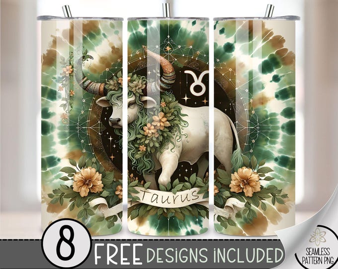 Tie Dye Zodiac Tumbler Wrap, Taurus 20 Oz Skinny Tumbler Sublimation Design Astrology Sign, Zodiac Signs Tumbler PNG, Astrology Tumbler