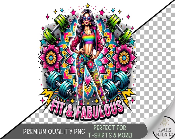 Exercise PNG, Fitness Sublimation Designs, Workout Aesthetic Png, Fit and Fabulous Png, Instant Digital Download, Floral Glam PNG A223
