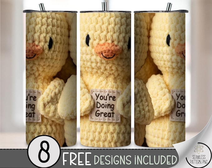 Yellow Chick 20 oz Tumbler Wrap, Cute Sublimation Design for Straight Tumblers, Cozy PNG Files, Digital Download, B10486