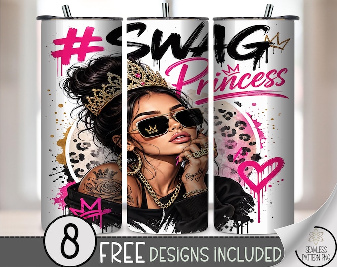 Swag Princess 20 oz Tumbler Wrap, Edgy Sublimation Design for Straight Tumblers, Modern PNG Files, Digital Download, B10527