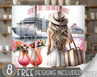 Cruise Ship Tumbler Wrap, Cruise and Cocktail 20oz Skinny Sublimation, Cruise Tumbler Design, Cruise Sublimation Design, Cruise Tumbler File