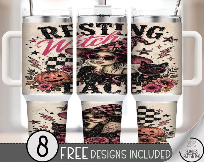 Halloween 40 oz Tumbler Wrap, Witch Sublimation Design PNG, Digital Download, B10335