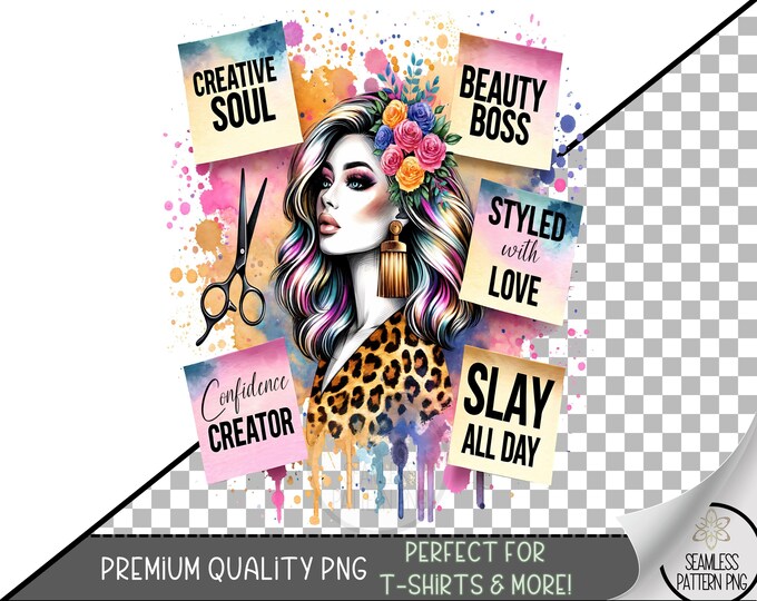 Hairdresser T-Shirt PNG, Motivational Design, Hairstylist Digital File for Sublimation, Beautician PNG, Unique Cosmetology Design, A197