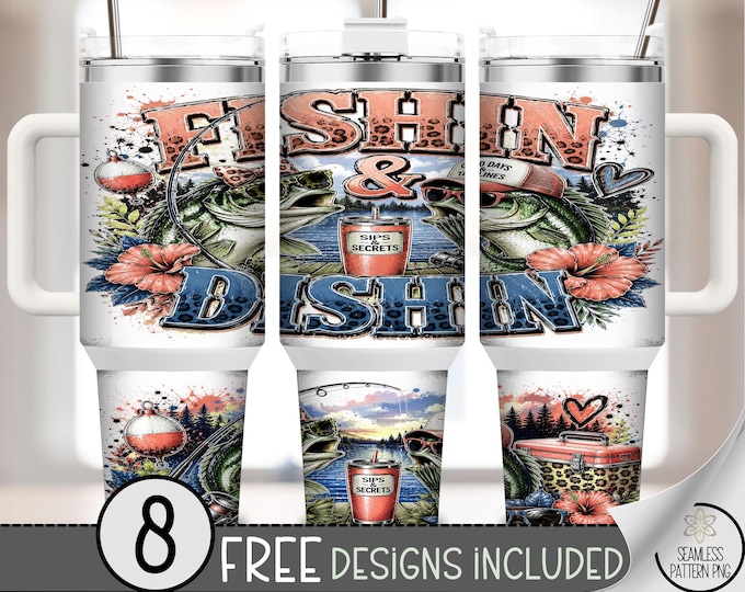 Fishin' & Dishin' 40oz Tumbler Wrap, Country Girl Sublimation Design, Digital Download, B10347