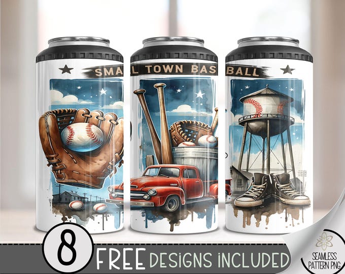 Baseball 4 in 1 Can Cooler Wrap, Sports 4in1 Tumbler PNG, Bat 16 Oz Can Cooler Sublimation Design, Sassy Sublimation File For Baseball, A147