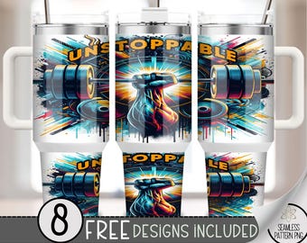 Fitness Tumbler Wrap Design, Gym Life PNG File, Unstoppable Fitness Fashion Guy 40Oz Tumbler Wrap,40Oz Gym Motivational Tumbler For Guy, A40