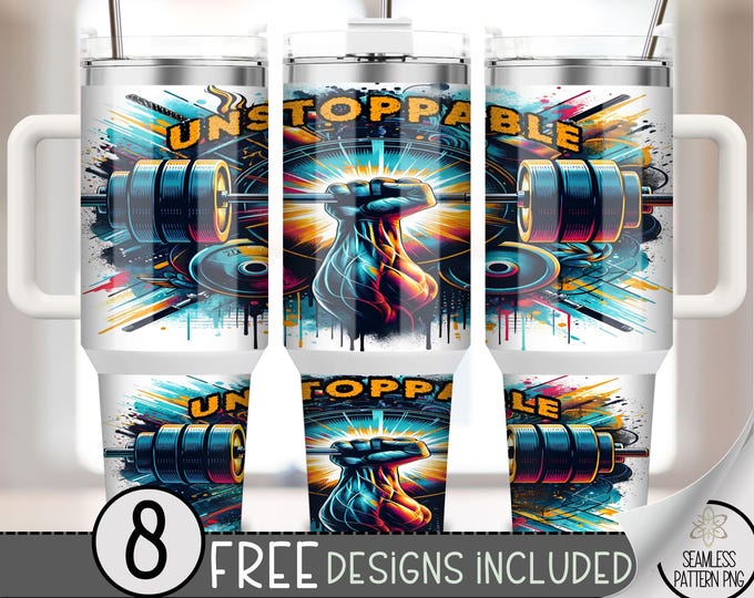 Fitness Tumbler Wrap Design, Gym Life PNG File, Unstoppable Fitness Fashion Guy 40Oz Tumbler Wrap,40Oz Gym Motivational Tumbler For Guy, A40