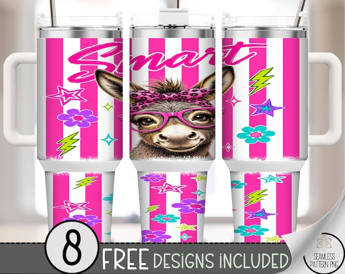 Smart Donkey 40 oz Tumbler Wrap, Y2K Donkey Sublimation Design, Digital Download, B10362