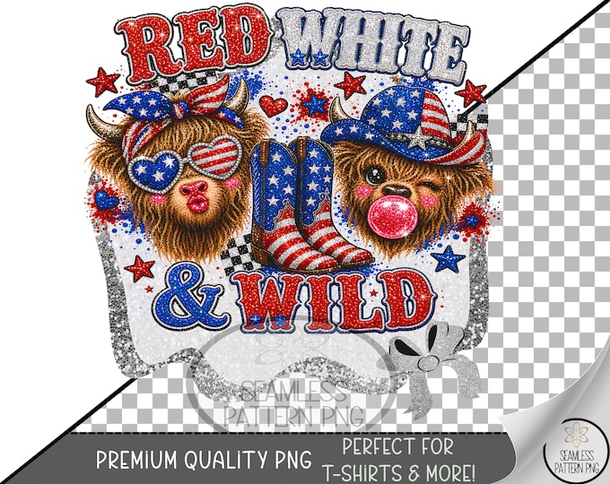 4th of July Sublimation Design, Patriotic Cowboy Cows UV DTF Graphic, Fourth Of July Clip Art, Digital Download, B10270