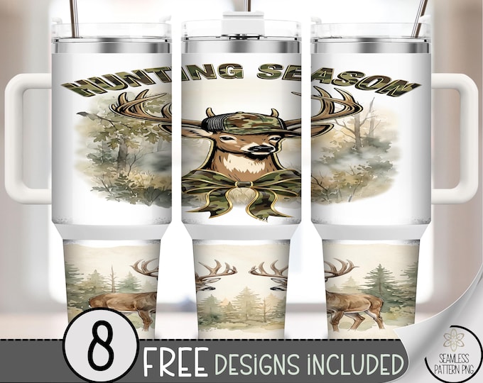 Hunting Season 40 oz Tumbler Wrap, Sublimation Design, Majestic Camo Stag, PNG, B953