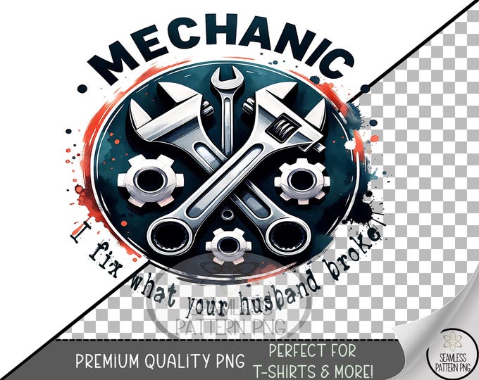 Mechanic Husband UV DTF Sub PNG, Digital Download, Wrench and Bolt Design, Sublimation for Guys, A804