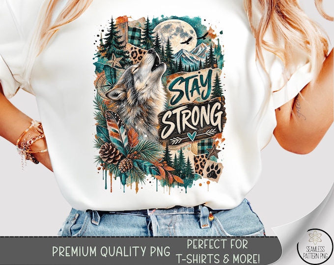 Wolf Howling Moon T-shirt PNG, Rustic Motivational Sublimation Design, Digital Download, B10510