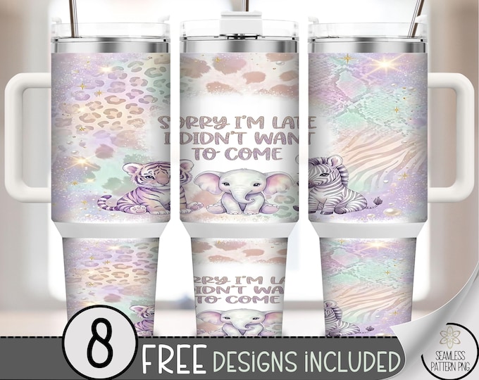Safari Animal Friends 40 oz Tumbler Wrap, Cute PNG Design, Funny Sublimation, Digital Download, B10265