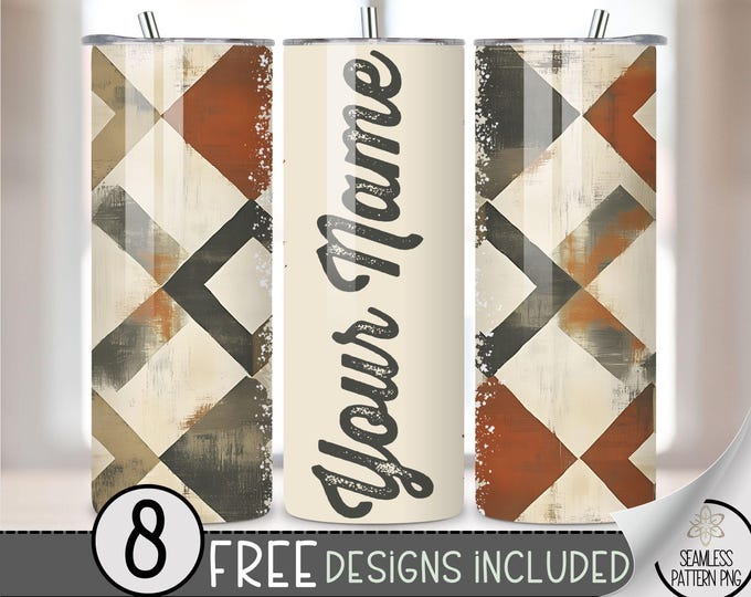 Add Your Name Tumbler Wrap, Faded Southwestern 20 oz Aged Western Tumbler File, Digital Aztec Tumbler Wrap Design Download, Boho Cowgirl