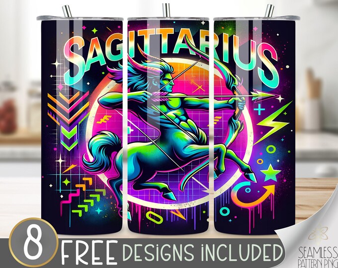 Airbrush Zodiac Tumbler Wrap, Sagittarius 20 Oz Skinny Tumbler Sublimation Design Astrology Sign, Zodiac Signs Tumbler PNG,Astrology Tumbler